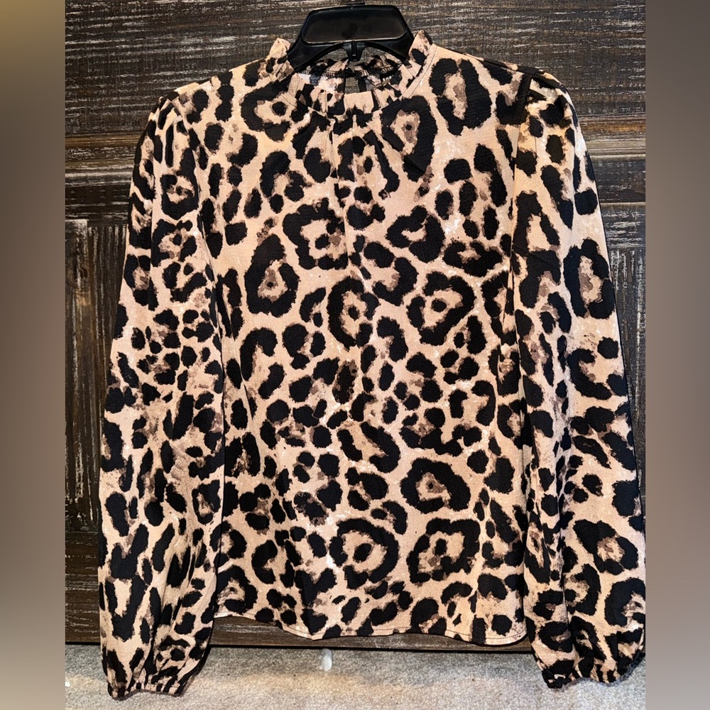 Cheetah Print Long-Sleeve Blouse